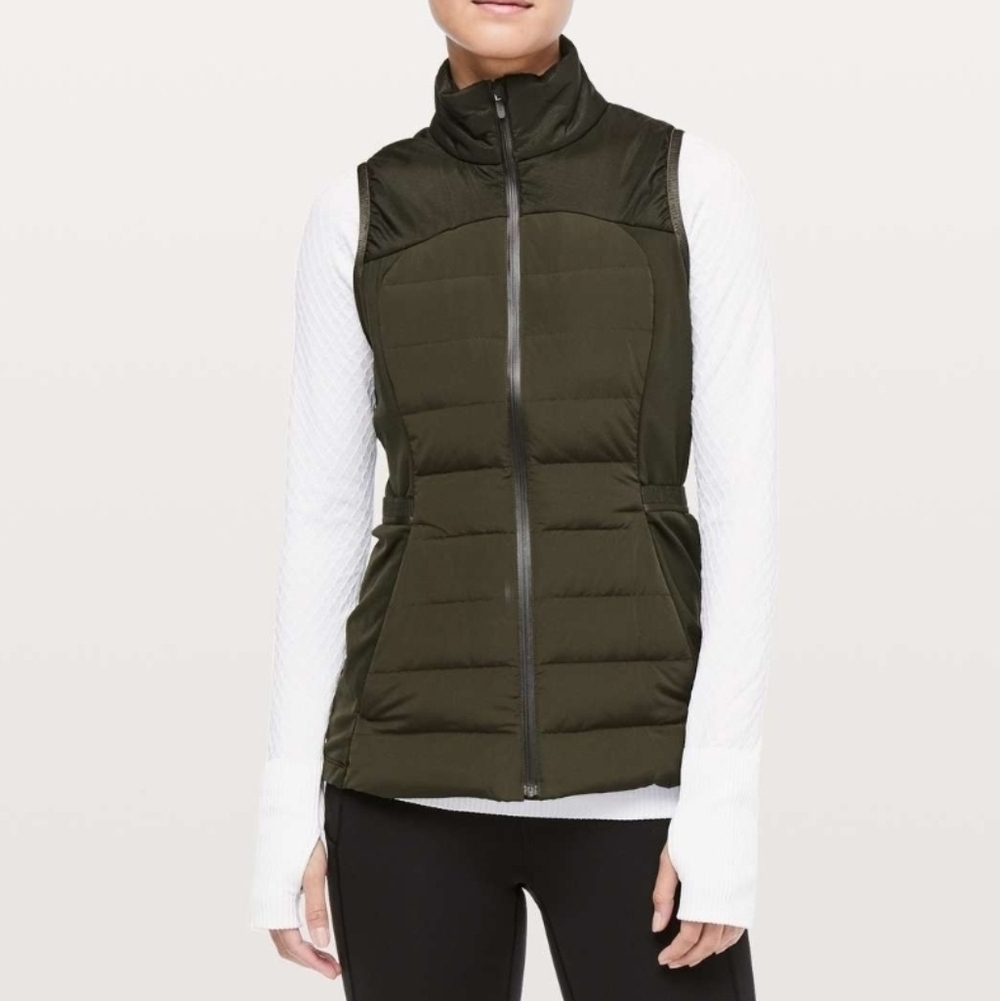 Lululemon Down For It All Moss Olive Green Vest Size 4